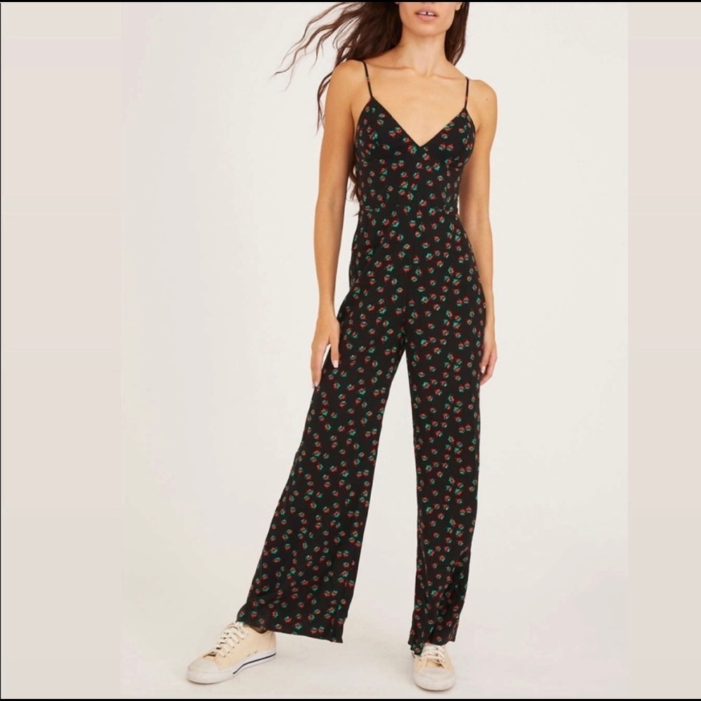 ✨Cherry Jumpsuit // Urban Outfitters Ally Wide Leg Jumpsuit✨